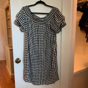 New Gingham Off The Shoulder Dress